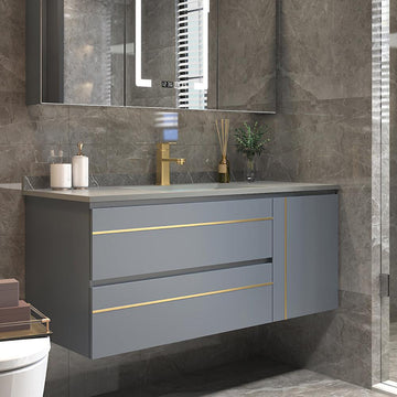 36" Floating Bathroom Vanity with Sink Stone Bathroom Vessel